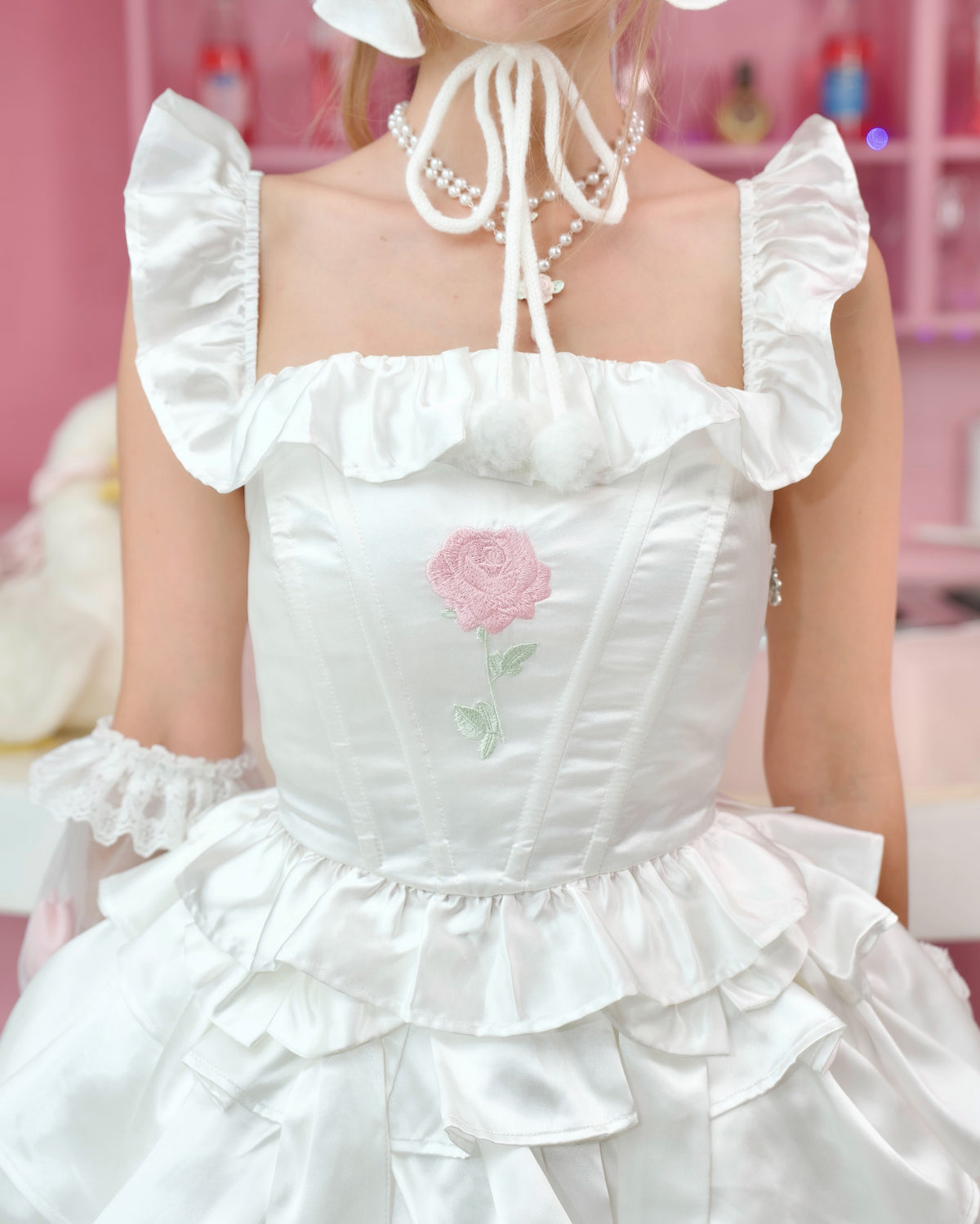 Rosy Romance Corset Top - White // PREORDER
