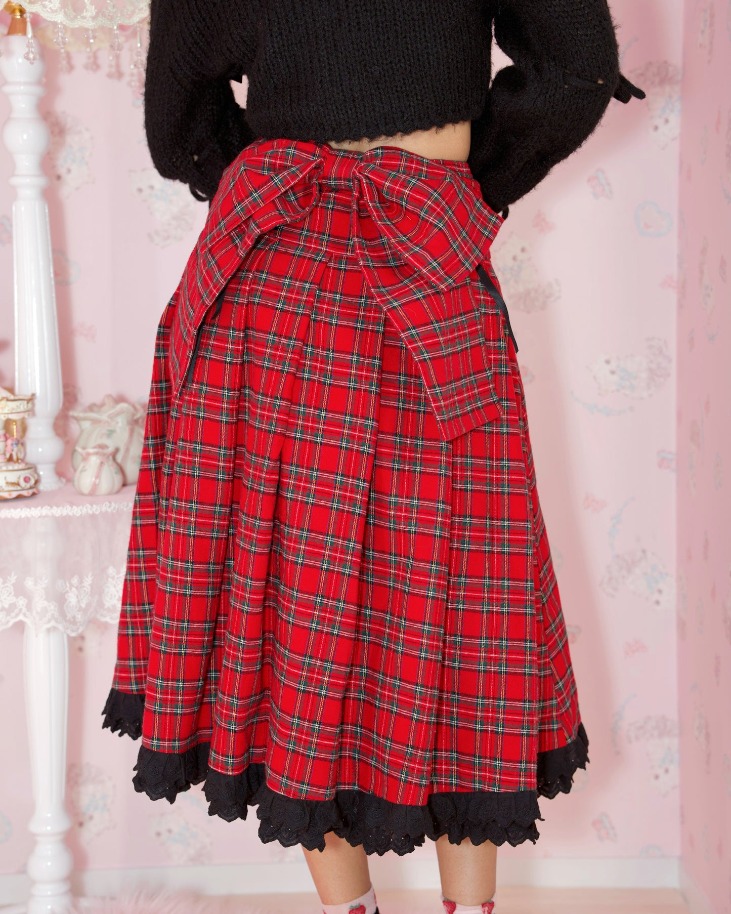 Elegant Ribbon Long Skirt - Red // PREORDER