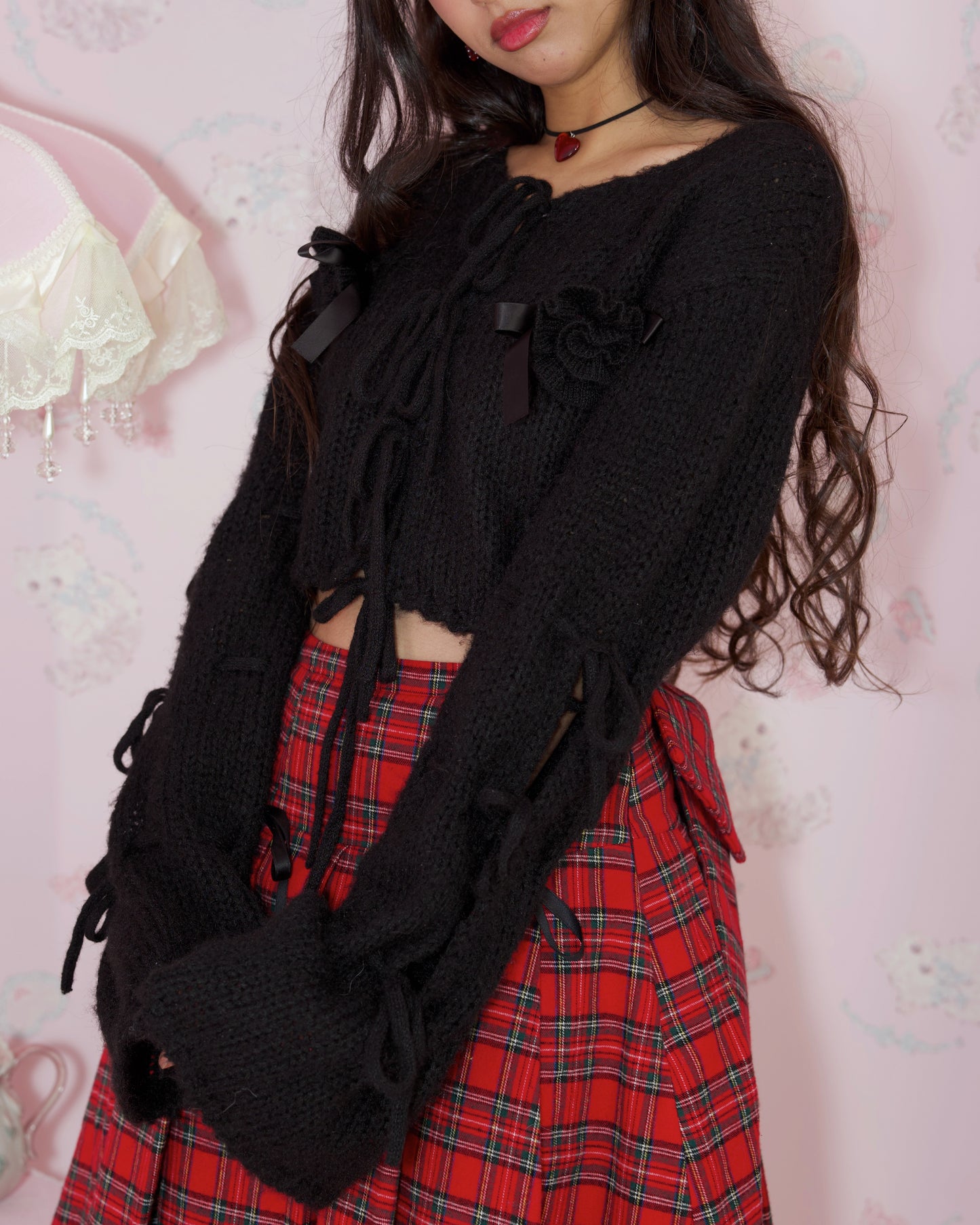 Marshmallow Rose Cardigan - Black // PREORDER