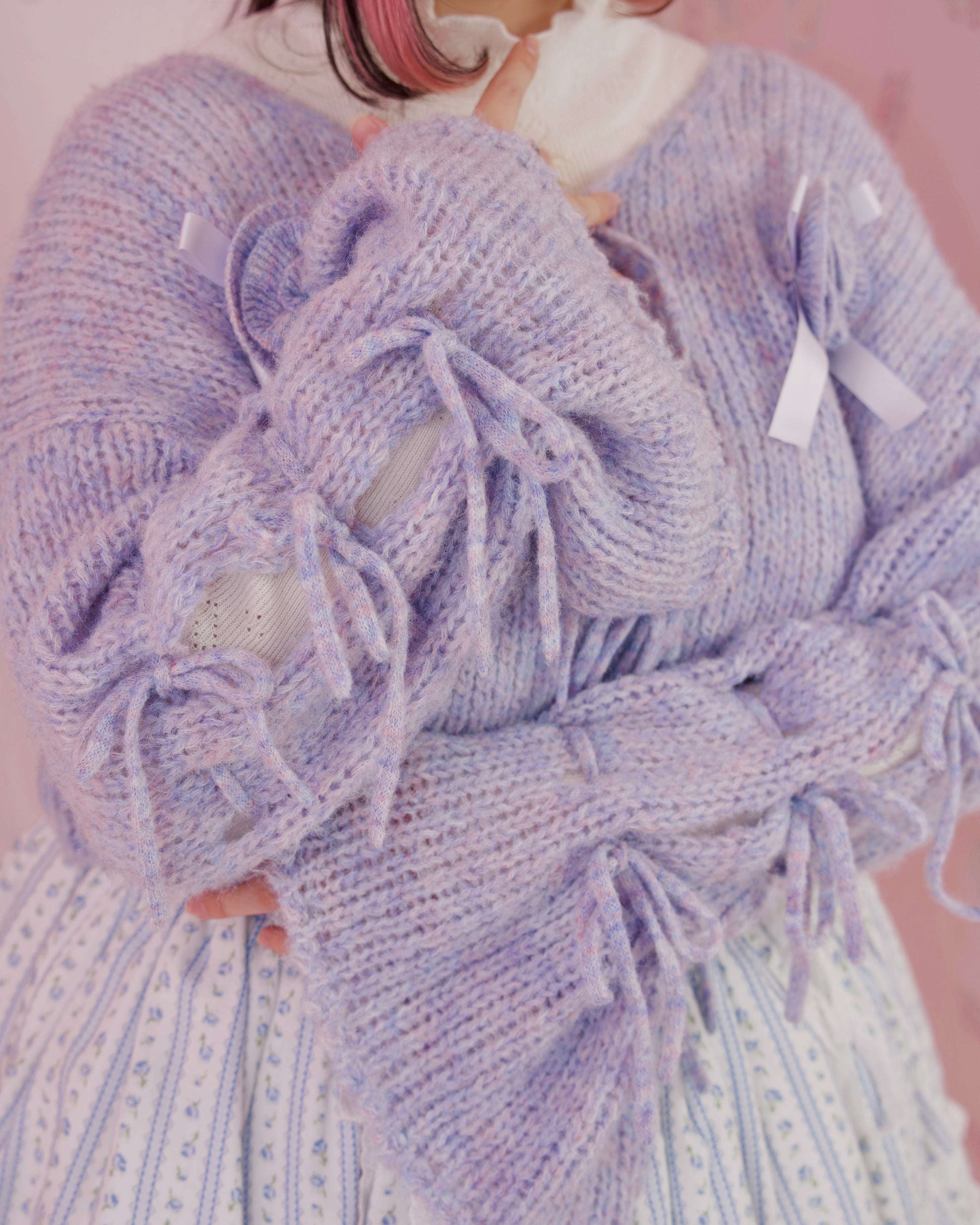 Marshmallow Rose Cardigan - Purple – Vina of the Valley