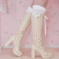 Sweet Obsession Knee-High Lace Up Boots - Vanilla // PREORDER