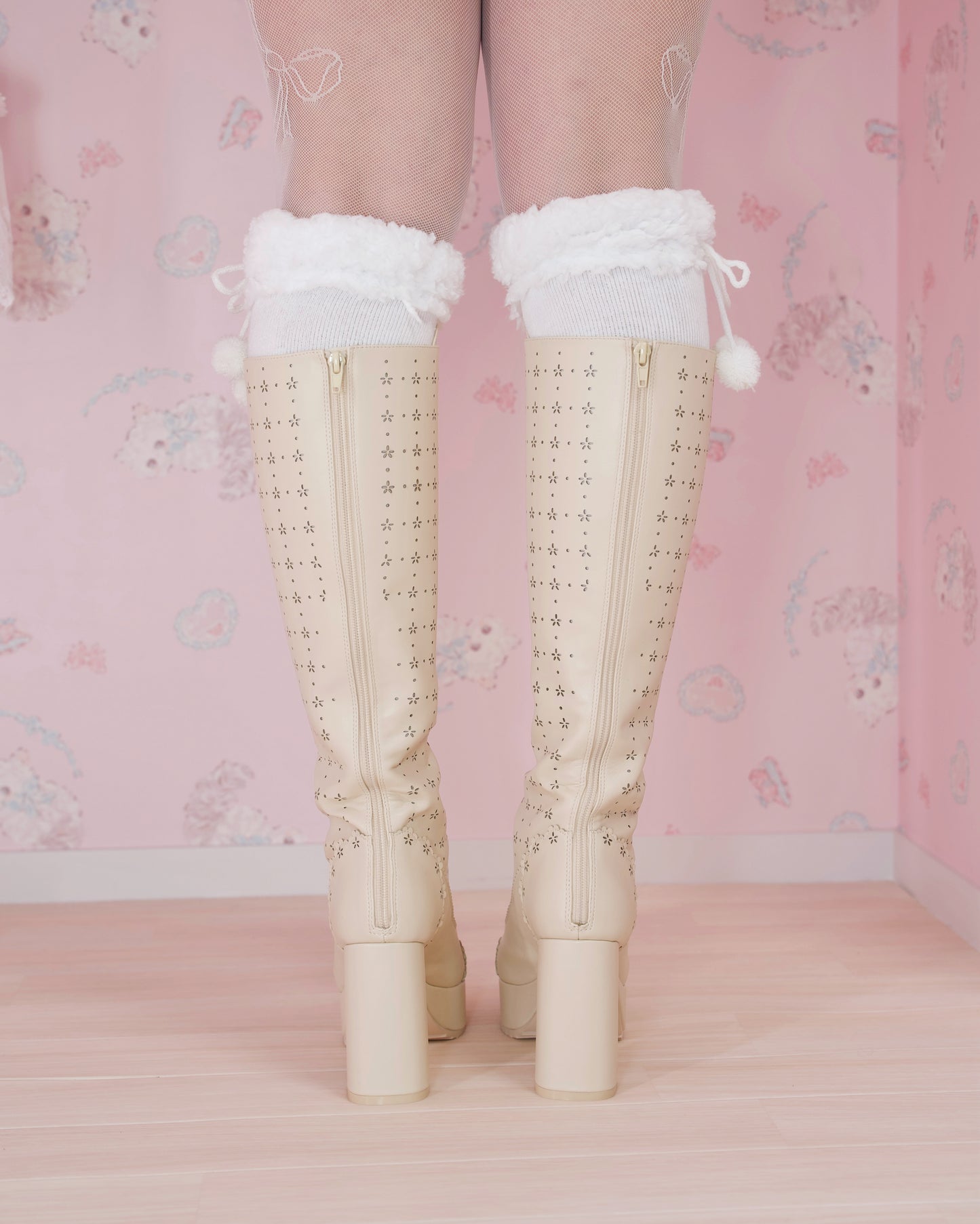 Sweet Obsession Knee-High Lace Up Boots - Vanilla // PREORDER