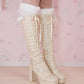 Sweet Obsession Knee-High Lace Up Boots - Vanilla // PREORDER