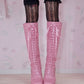 Sweet Obsession Knee-High Lace Up Boots - Raspberry // PREORDER