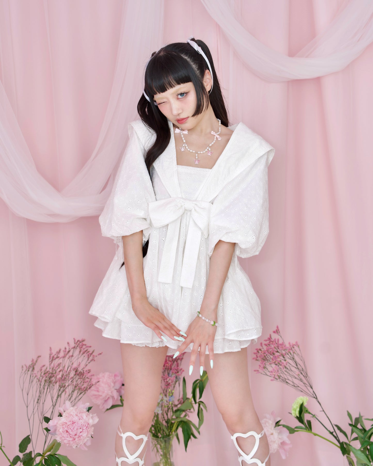 Sweet Sailor Cotton Dress - White // PREORDER