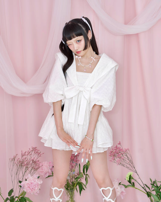 Sweet Sailor Cotton Dress - White // PREORDER