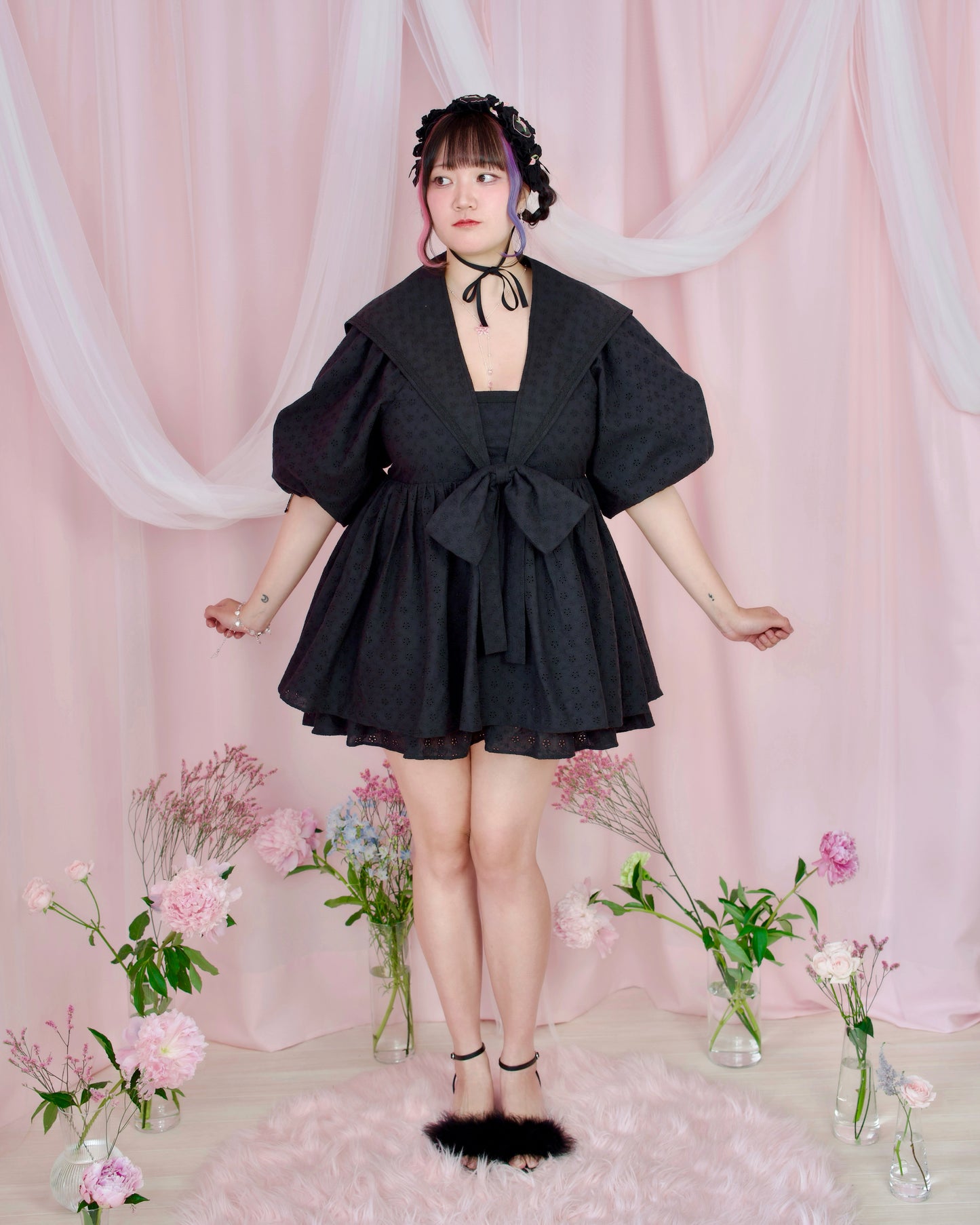 Sweet Sailor Cotton Dress - Black // PREORDER