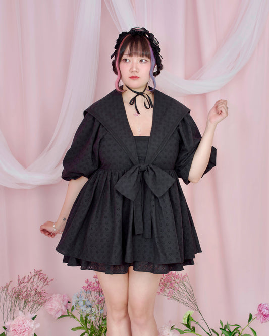 Sweet Sailor Cotton Dress - Black // PREORDER