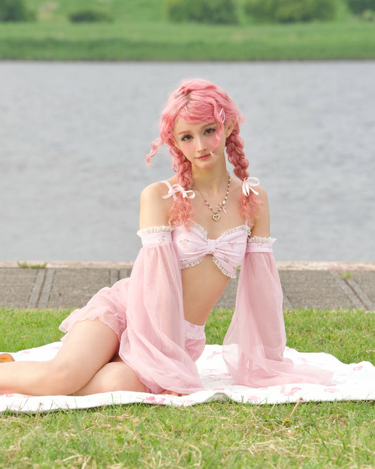 Flutters in the Breeze Two Piece Swimsuit Pink TOP PREORDER