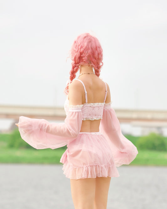 Flutters in the Breeze Two Piece Swimsuit Pink BOTTOM PREORDER
