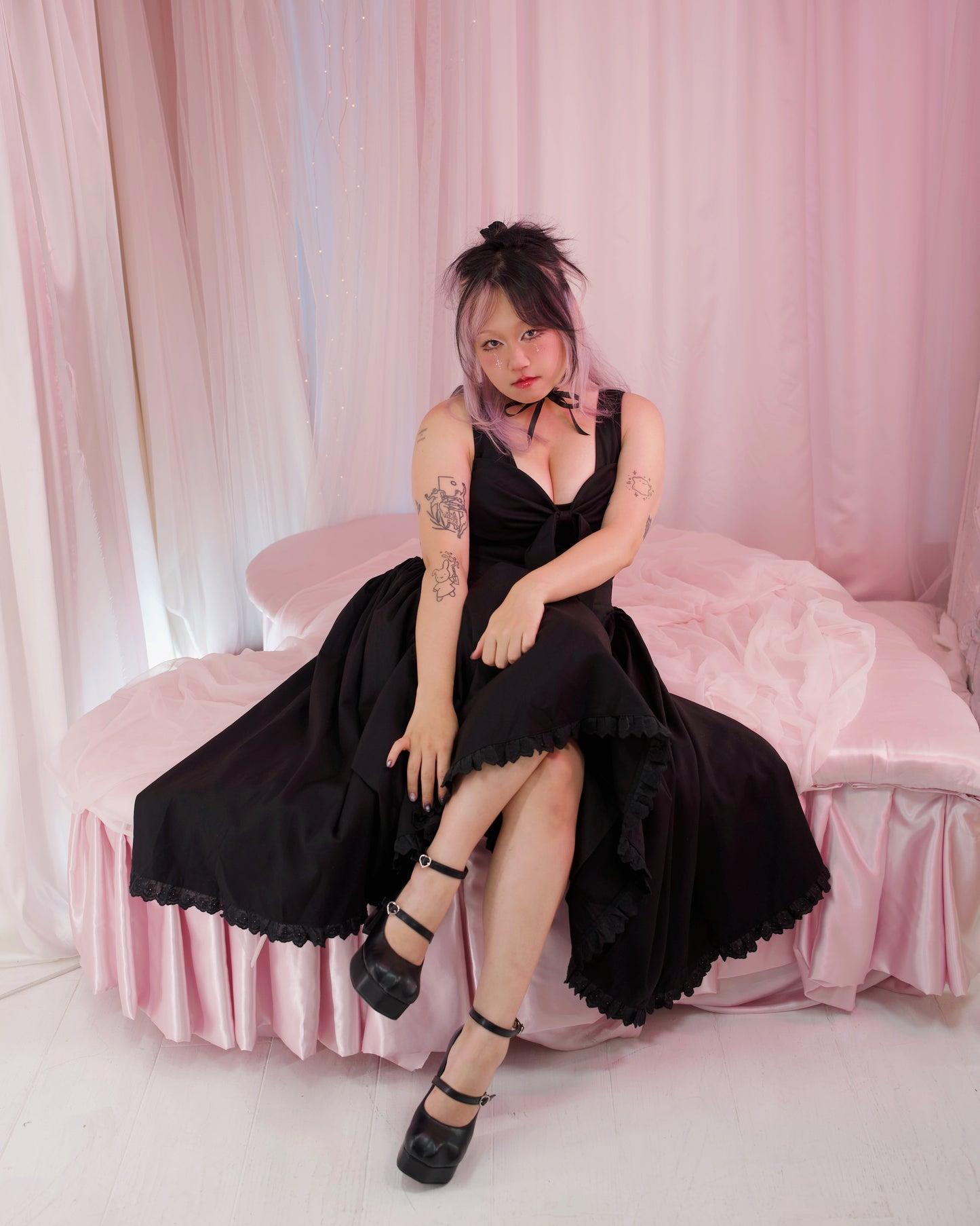 Ribboned Romance Dress - Black // PREORDER