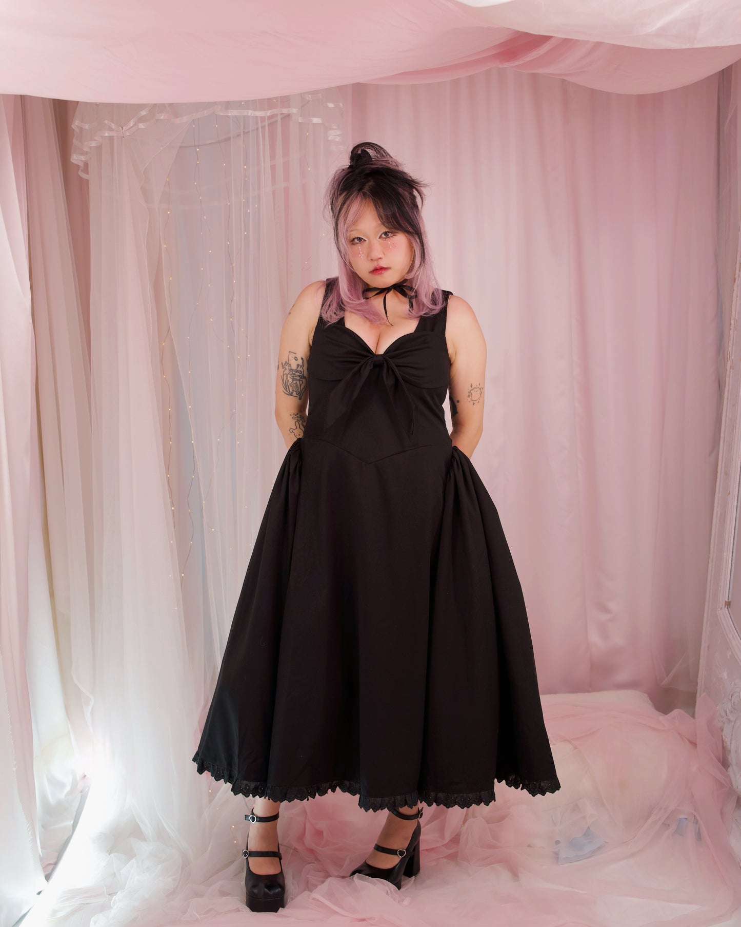 Ribboned Romance Dress - Black // PREORDER