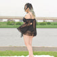 Flutters in the Breeze Two Piece Swimsuit Black BOTTOM PREORDER