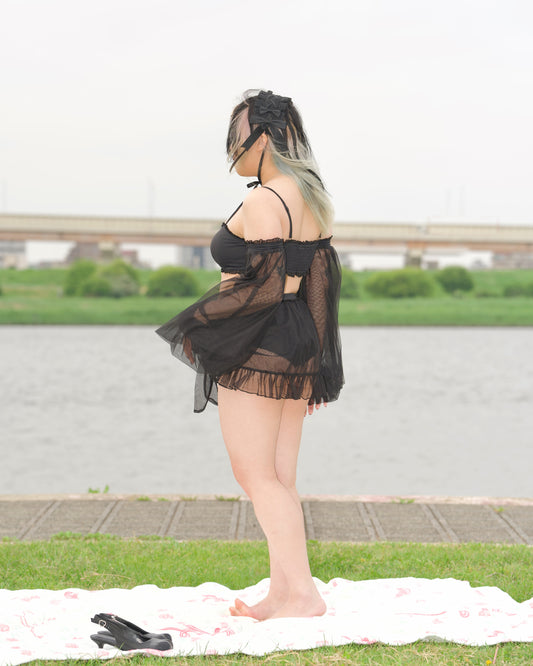 Flutters in the Breeze Two Piece Swimsuit Black BOTTOM PREORDER