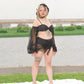 Flutters in the Breeze Two Piece Swimsuit Black BOTTOM PREORDER
