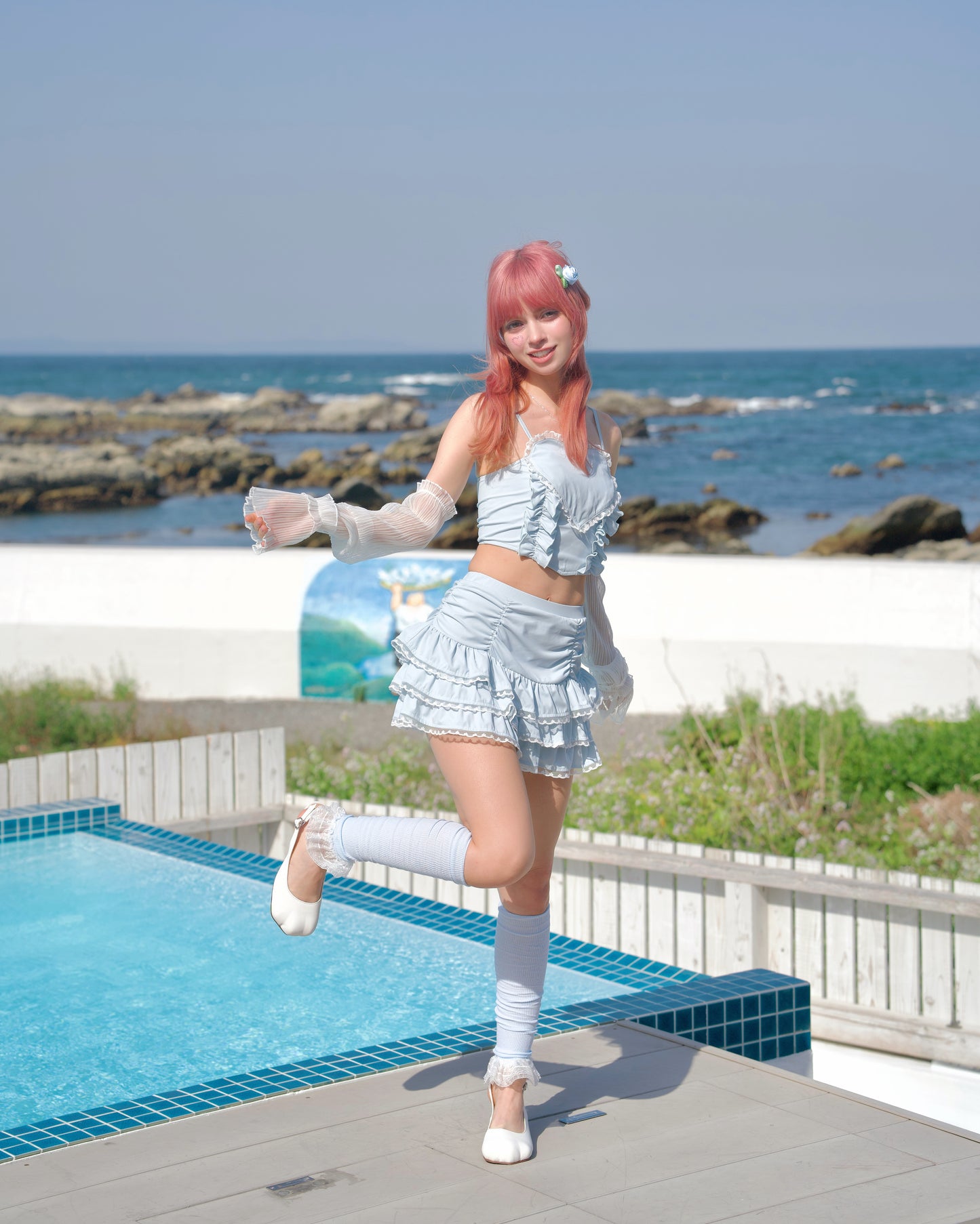 Candy Heart Two Piece Swimsuit Blue TOP PREORDER