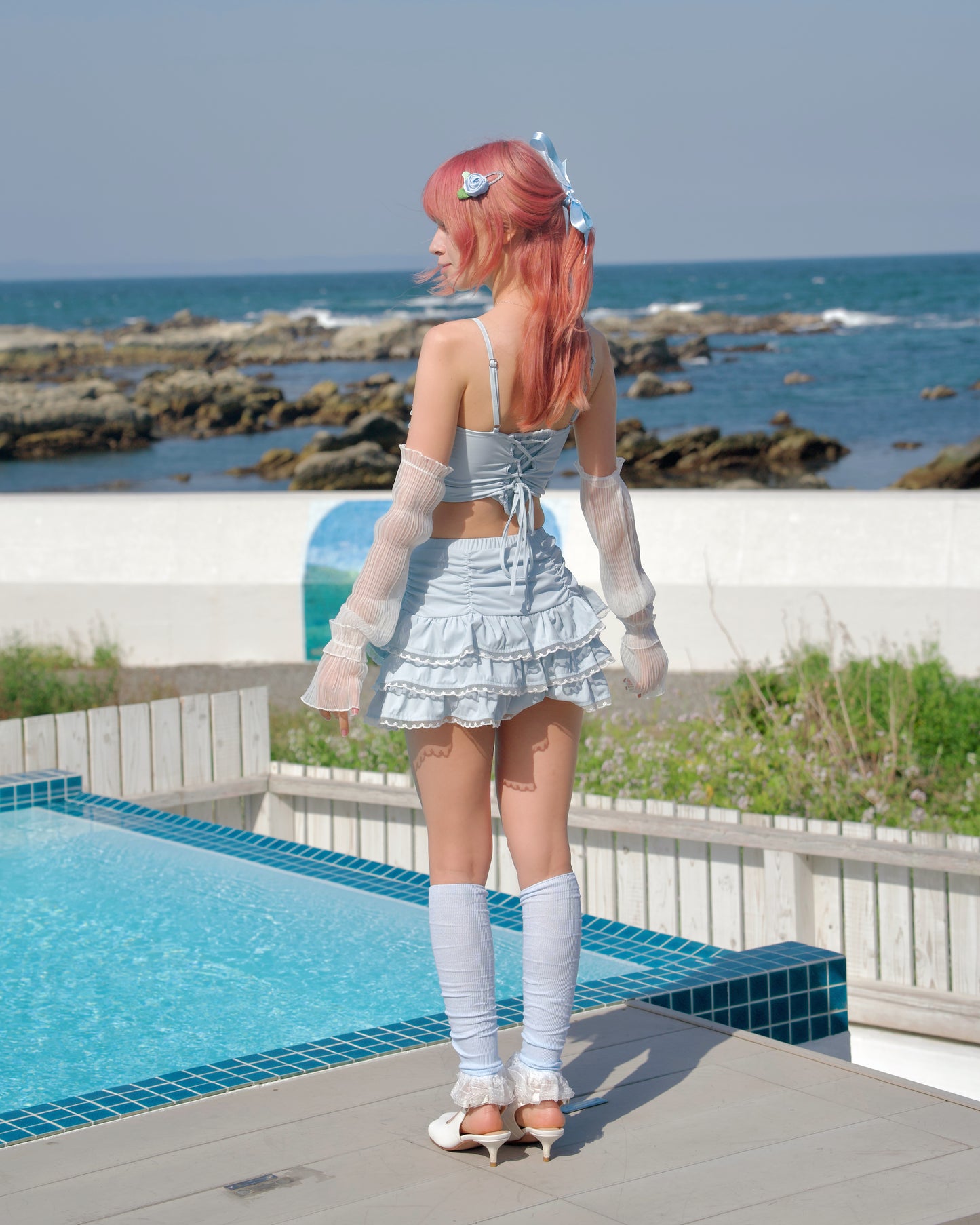 Candy Heart Two Piece Swimsuit Blue TOP PREORDER