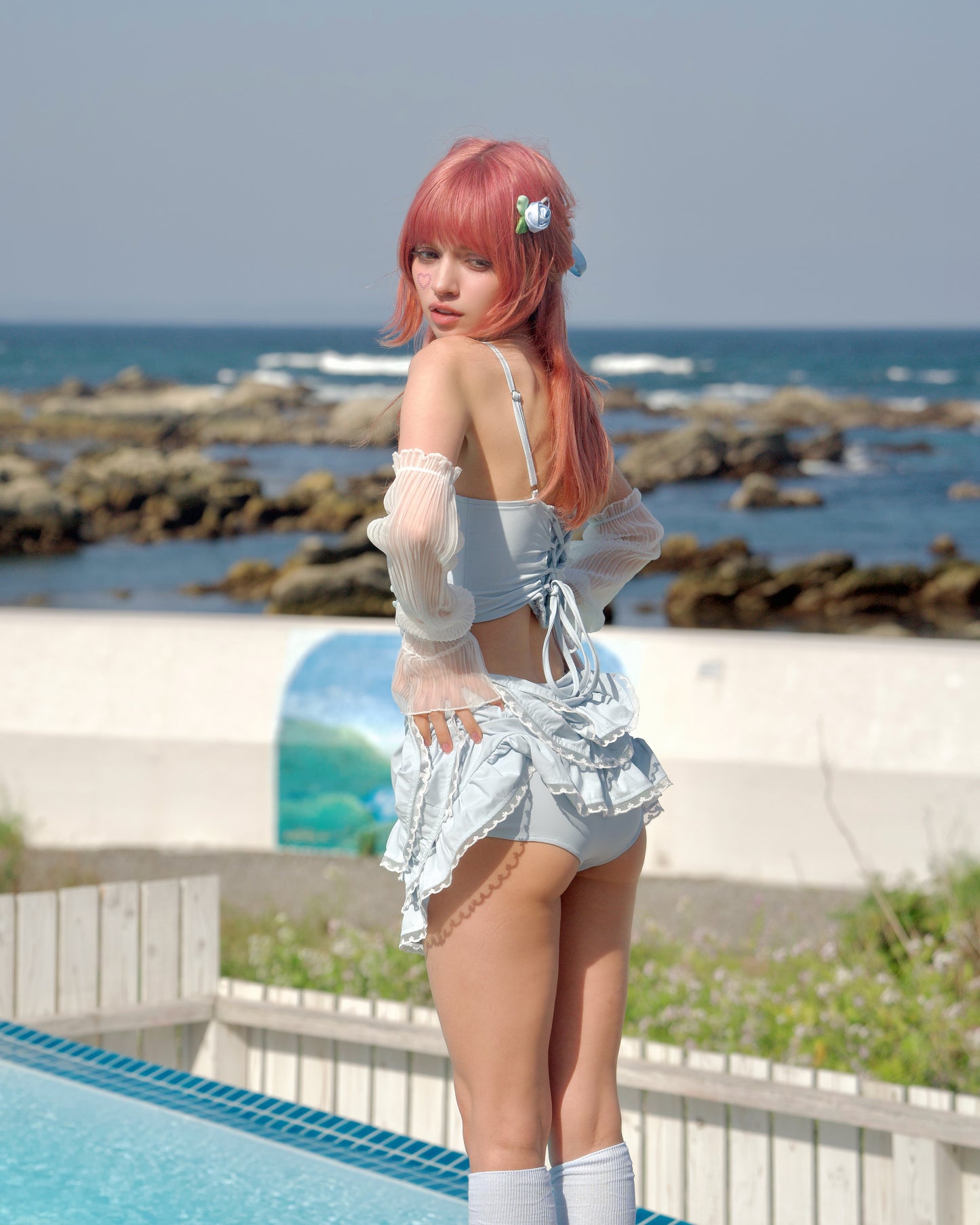 Candy Heart Two Piece Swimsuit Blue BOTTOM PREORDER