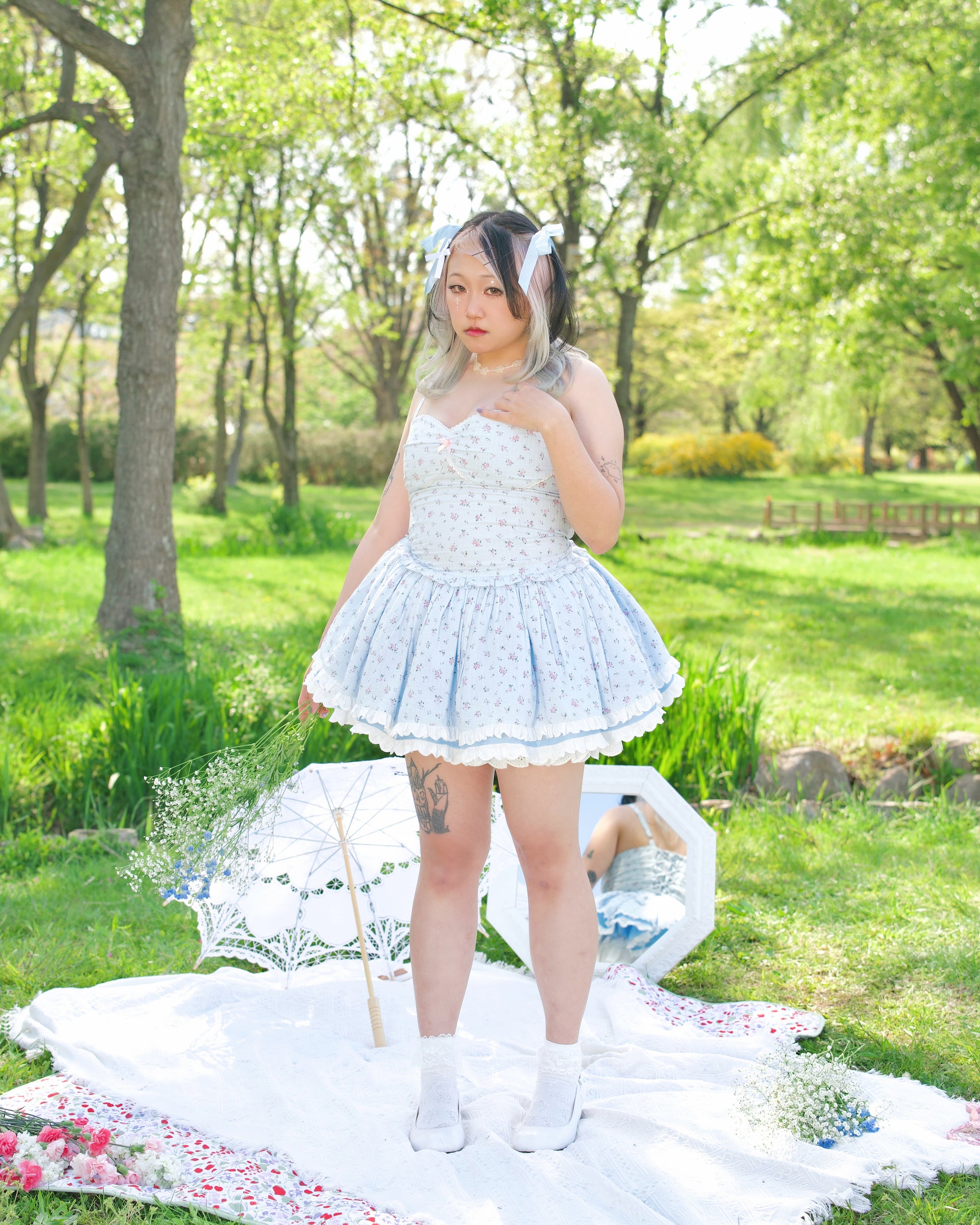 Garden Ballerina Mini Dress Blue Vina of the Valley Garden Ballerina Mini Dress Blue Vina of the Valley