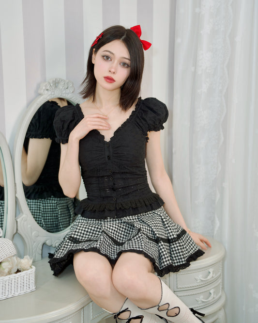 Shojo Girl Cotton Blouse Black PREORDER