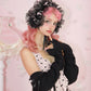 Rosy Pirouette Frill Ribbon Headdress - Blush Noir (Black x Pink) // PREORDER