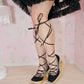 "Cupid's Ballerina" Heart Platform Lace Up Shoes (WIDE FIT) - Black // PREORDER