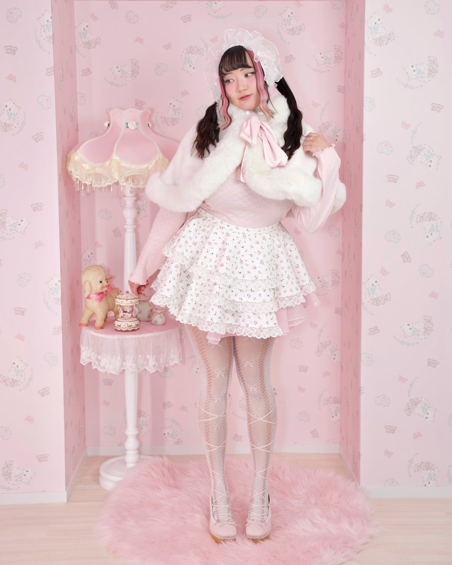 "Cupid's Ballerina" Heart Platform Lace Up Shoes (WIDE FIT) - Powder Pink // PREORDER