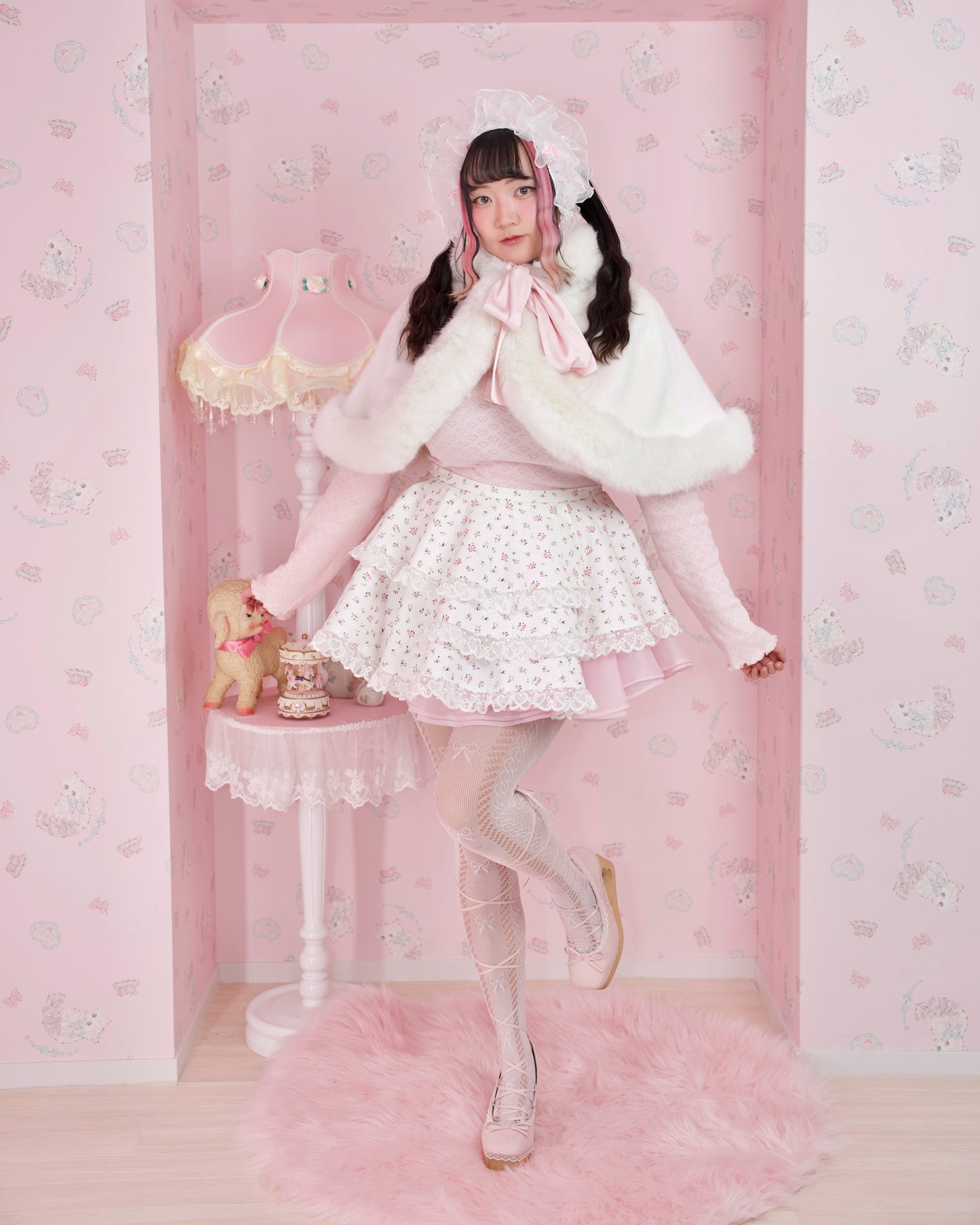 "Cupid's Ballerina" Heart Platform Lace Up Shoes (WIDE FIT) - Powder Pink // PREORDER