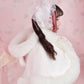 Rosy Pirouette Frill Ribbon Headdress - Snow Blossom (White x Pink) // PREORDER