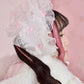 Rosy Pirouette Frill Ribbon Headdress - Snow Blossom (White x Pink) // PREORDER