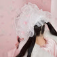 Rosy Pirouette Frill Ribbon Headdress - Snow Blossom (White x Pink) // PREORDER