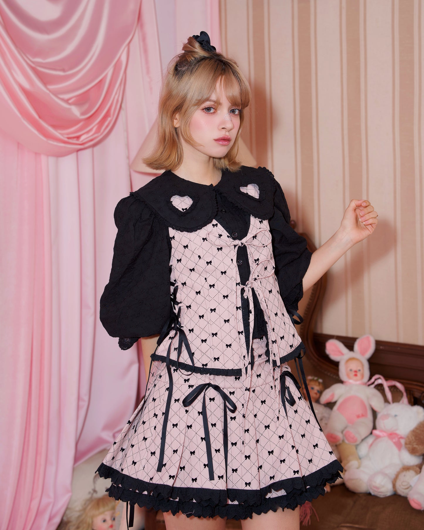 Ribboned Charm Set Skirt - Pink // PREORDER