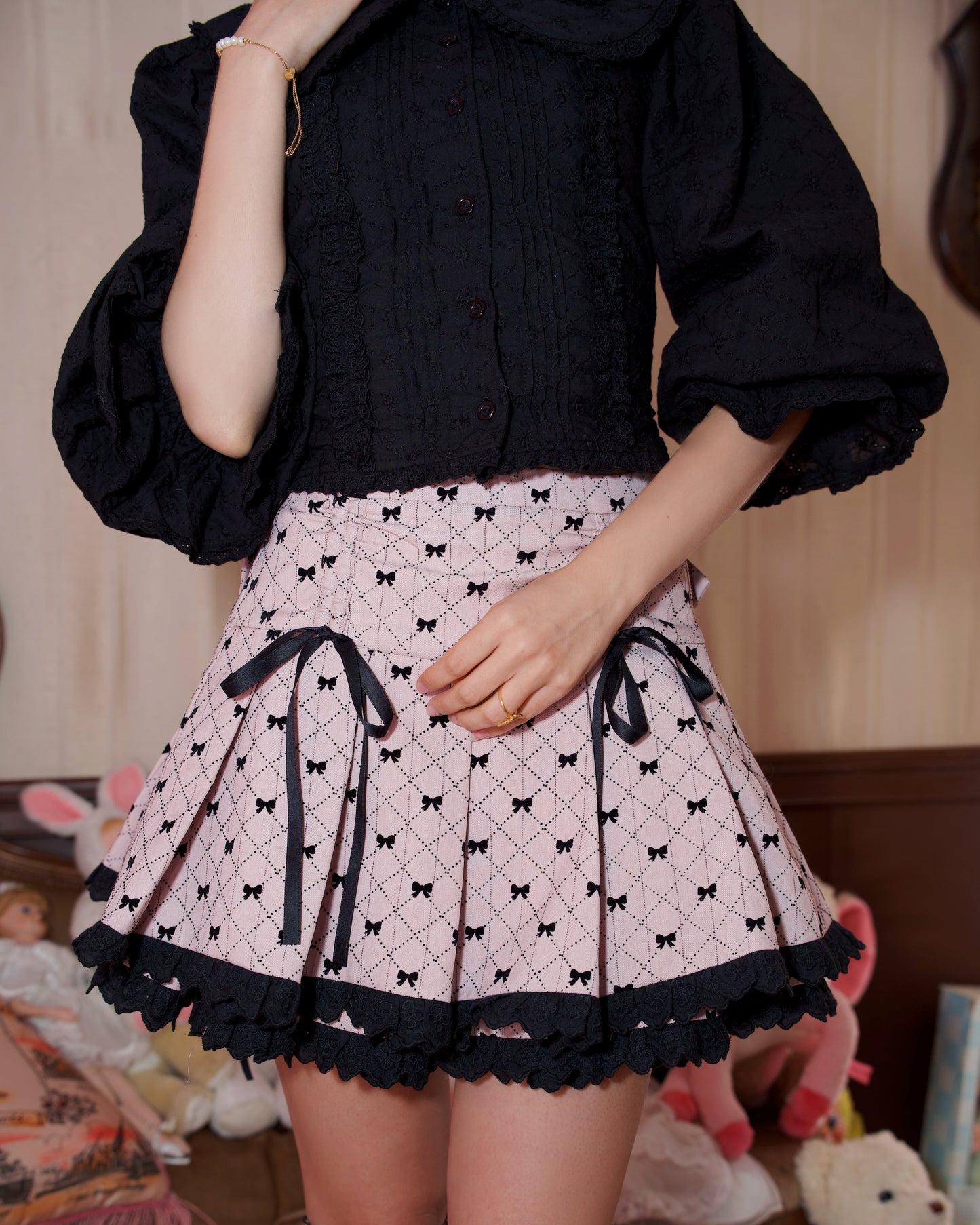 Ribboned Charm Set Skirt - Pink // PREORDER