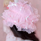 Rosy Pirouette Frill Ribbon Headdress - Petal Pink (Pink x White) // PREORDER