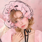 Rosy Pirouette Frill Ribbon Headdress - Midnight Pink (Pink x Black) // PREORDER