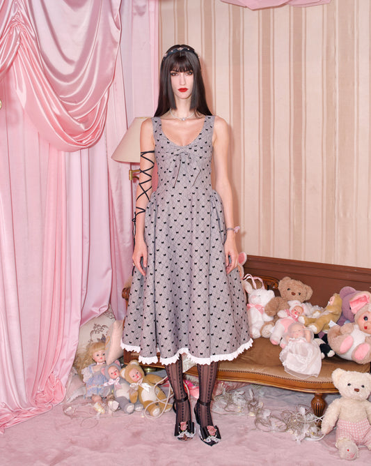 Ribboned Romance Dress – Grey // PREORDER