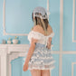 Dewdrop Dreams Organza Shorts Blue PREORDER
