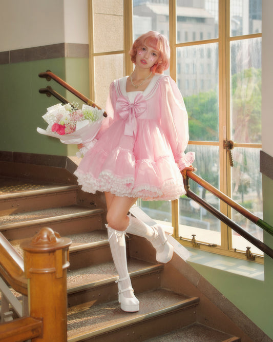 Sailor Puff Dress // Pastel Pink PREORDER