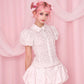 Rosa D'Amour Shortsleeve Blouse - White x Pink Floral