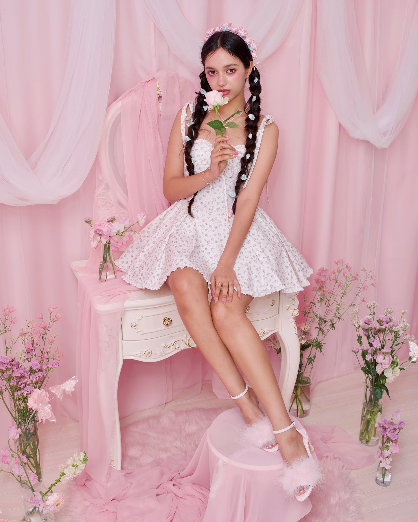 Fuwa Fuwa Low Heel Sandals - Pink // PREORDER