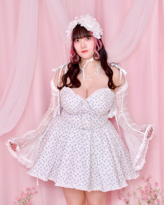 Petite Fleur Dress - White x Blue Floral // PREORDER