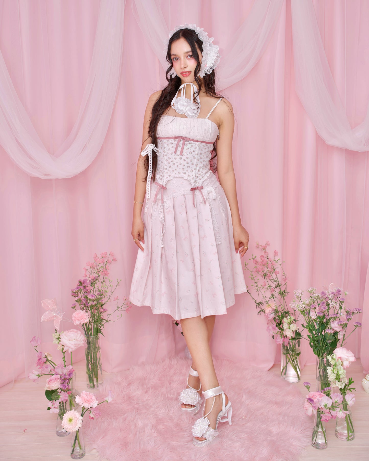 Love Note Long Pleated Skirt - Pink