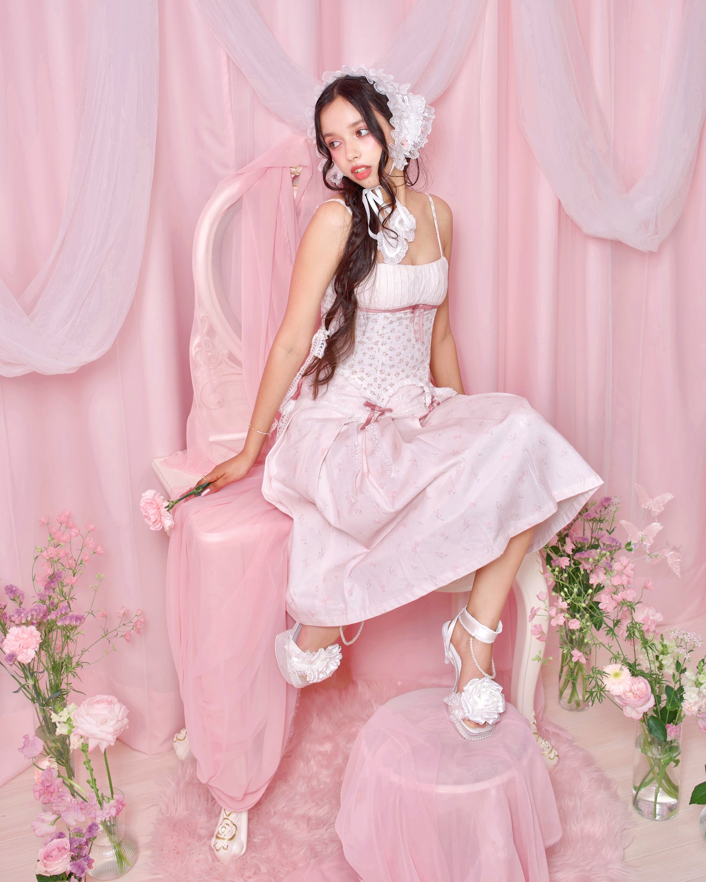 Princess Rose Platform Sandals - White // PREORDER