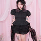 Rosa D'Amour Shortsleeve Blouse - Black