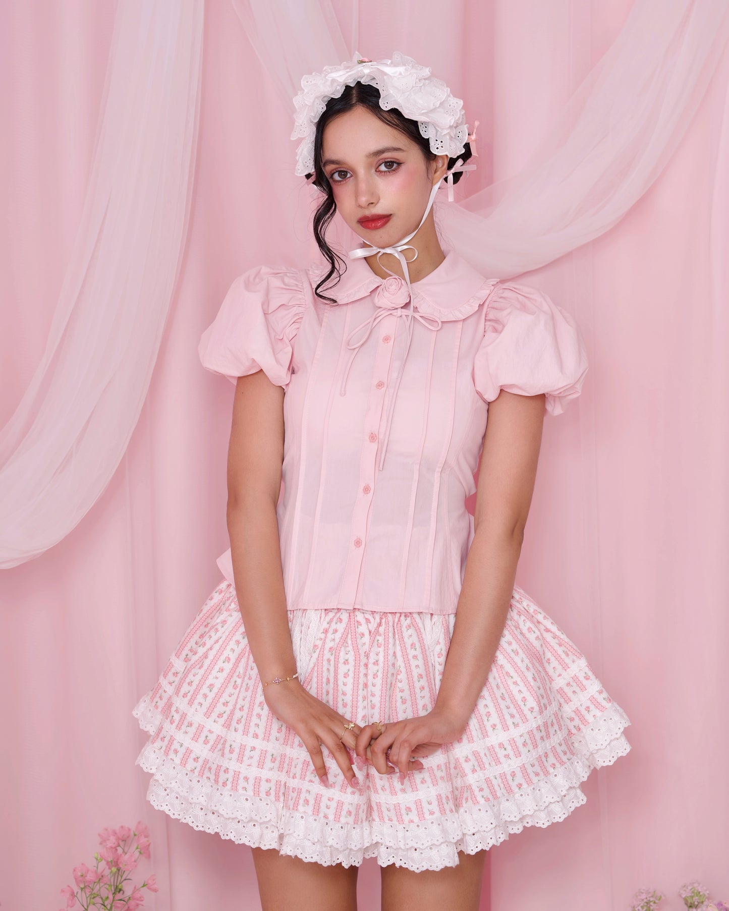 Rosa D'Amour Shortsleeve Blouse - Pink
