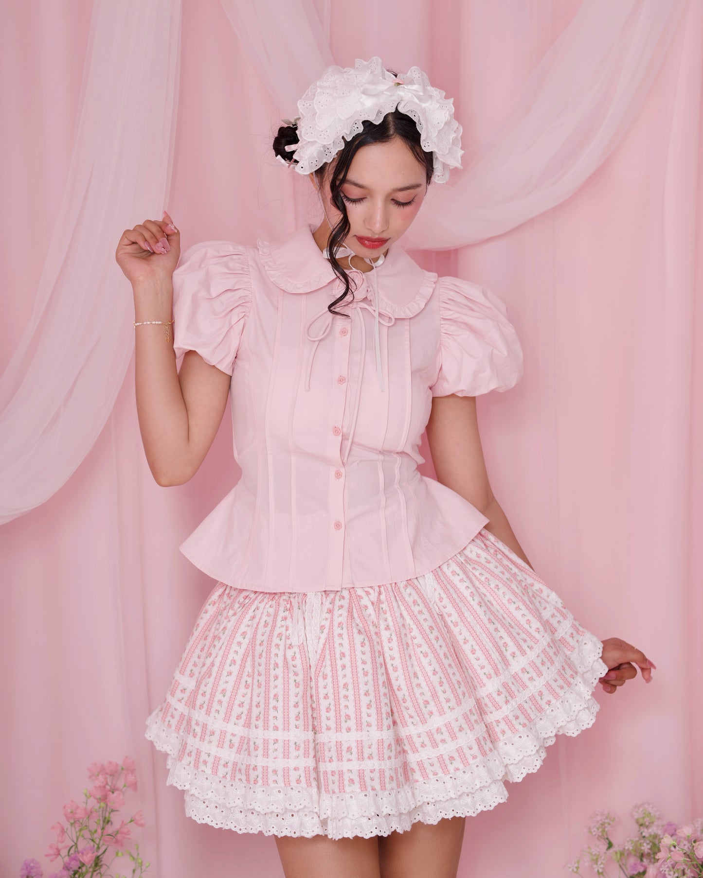Rosa D'Amour Shortsleeve Blouse - Pink