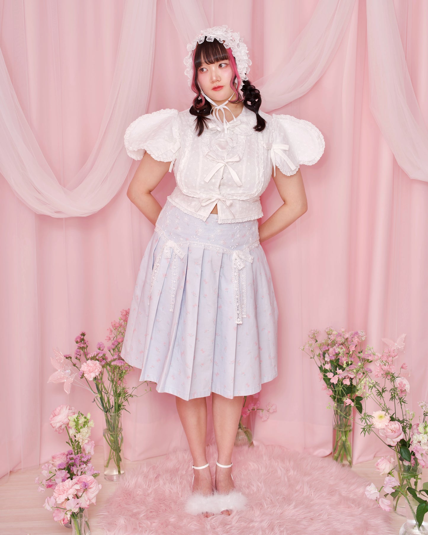 Love Note Long Pleated Skirt - Blue