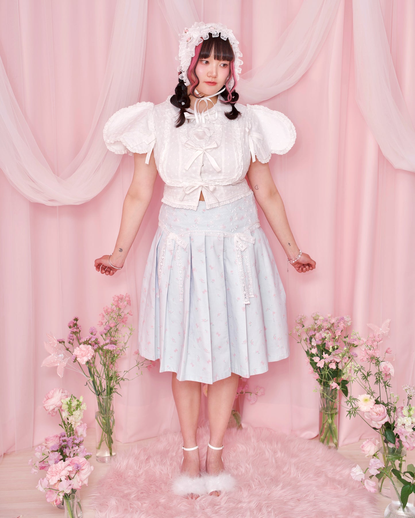 Love Note Long Pleated Skirt - Blue