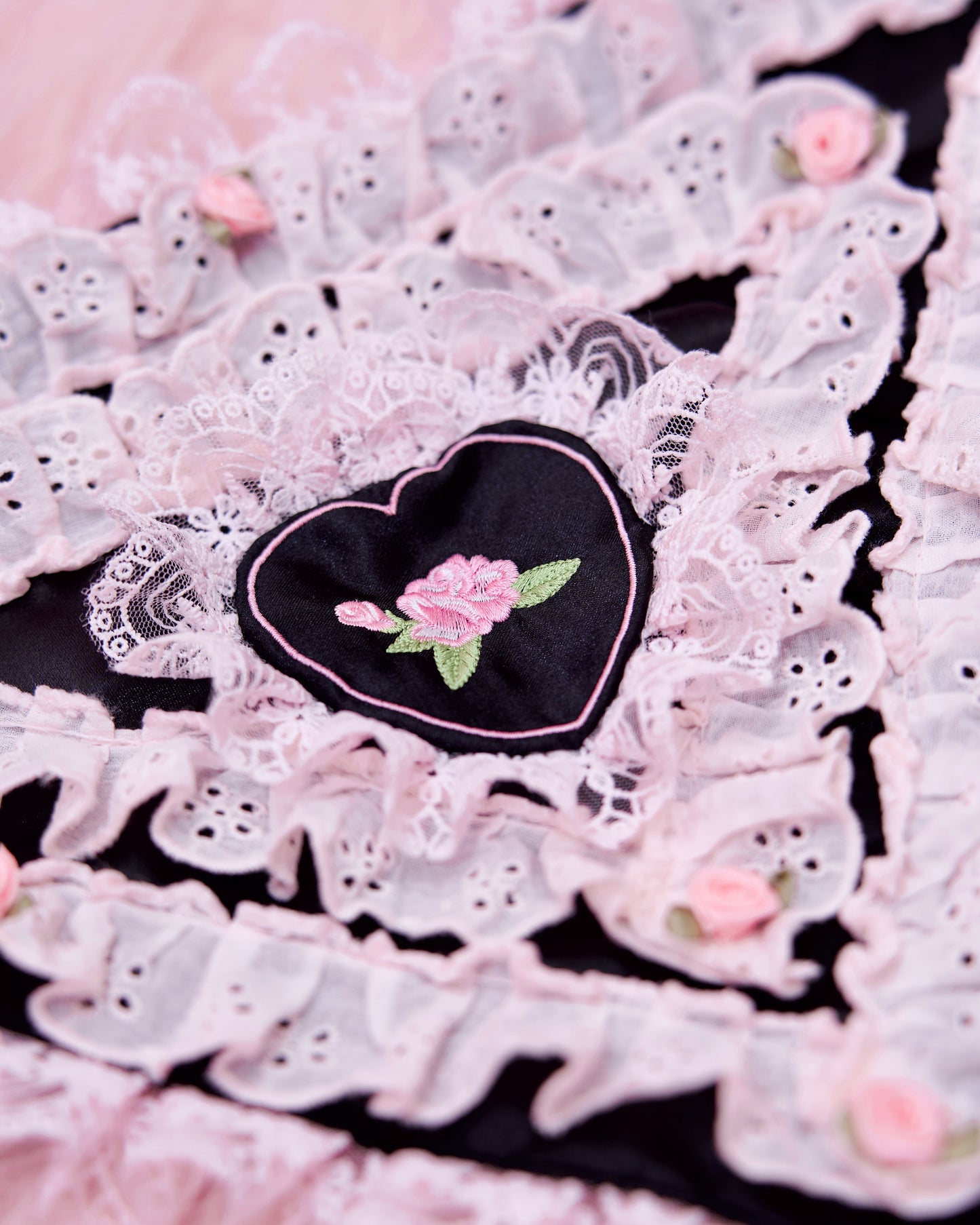 Cherie Lace Head Scarf - Black x Pink // PREORDER