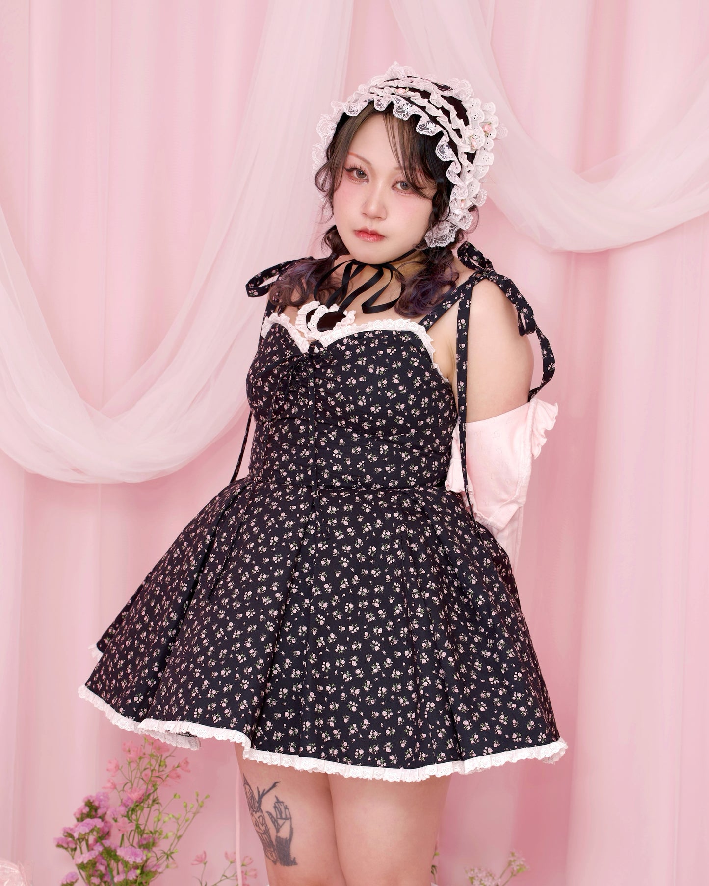 Petite Fleur Dress - Black x Pink Floral // PREORDER